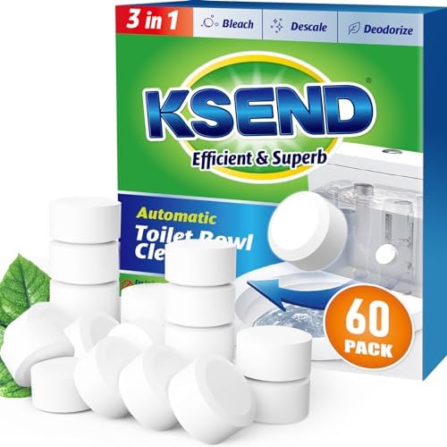 Ksend Toilet Bowl Cleaner Tablets 60 Pack, Auto Bleach, Powerful Cleaning