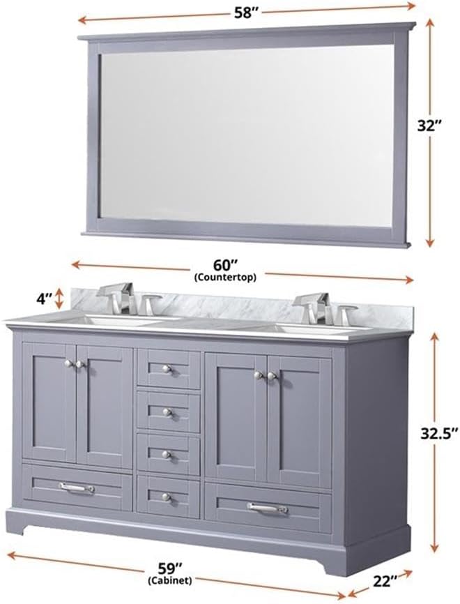 Dukes 60 in. W x 22 in. D Dark Grey Double Bath Vanity