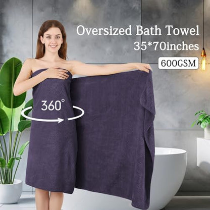 8-Piece Purplr Bath Towels Set,2 Oversized Large Bath Towels Sheet,2 Hand Towels and 4 Washcloths - 600 GSM Soft Luxury Towel Set,Highly Absorbent Quick Dry Towel Collection for Bathroom,Hotel and Spa