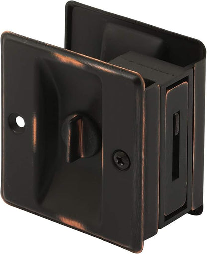 Prime-Line N 7319 Pocket Door Privacy Lock with Pull - Replace Old or Damaged Pocket Door Locks Quickly and Easily – Classic Bronze (Single Pack)