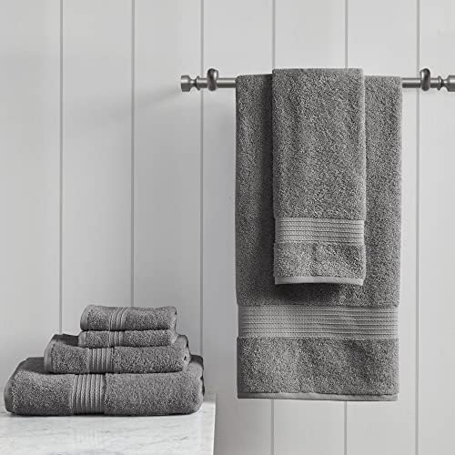 Madison Park Organic Cotton Bath Towel Set Absorbent, 6 Piece, Charcoal