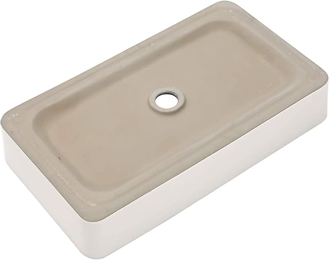 Sarlai Bathroom Sink Rectangular 24"x14" White Vessel Sink with Black Rim Ceramic Porcelain Rectangle Bathroom Vessel Sink Above Counter Vanity Sink Basin