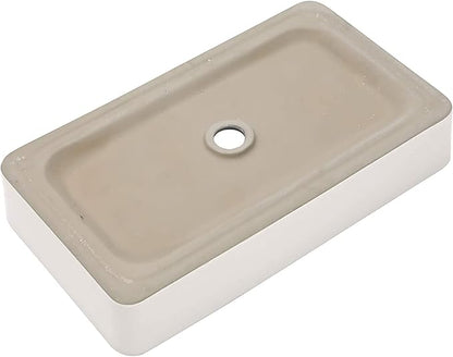 Sarlai Bathroom Sink Rectangular 24"x14" White Vessel Sink with Black Rim Ceramic Porcelain Rectangle Bathroom Vessel Sink Above Counter Vanity Sink Basin