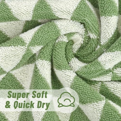 Green Hand Towels for Kitchen & Bathroom (Geometric Triangle), 2 Pack