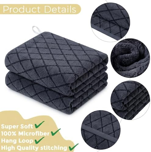 Microfiber Bath Towels Set of 2 - Ultra Soft, Highly Absorbent & Fast Drying Bath Towels, Vacuum Compressed for Storage, Lint-Free & Skin-Friendly for Women, Kids, Sensitive Skin (27x54 Inches)