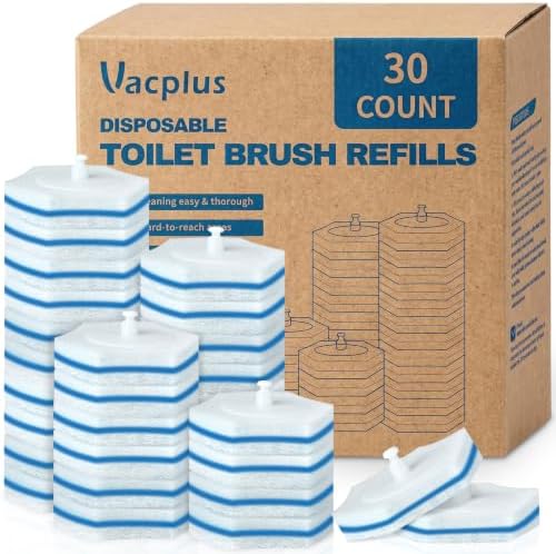 Vacplus Toilet Wand Refills, 30 Count, Disposable, Clorox Compatible, Blue