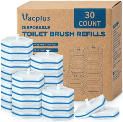 Vacplus Toilet Wand Refills, 30 Count, Disposable, Clorox Compatible, Blue