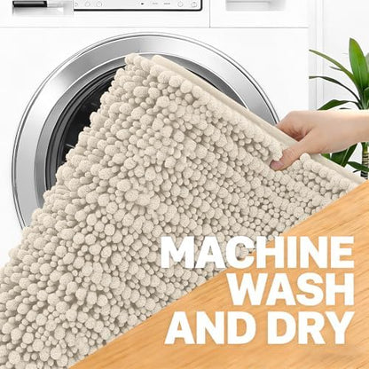 OLANLY Bathroom Runner Rugs 59x24, Thick Soft Absorbent Chenille Bath Rugs
