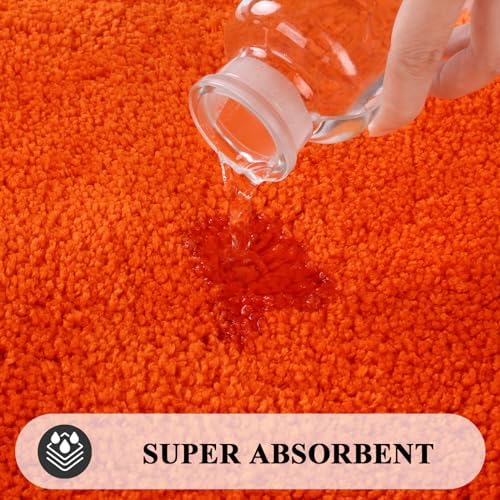 SHACOS Soft Microfiber Bathroom Rugs Set of 2 Pieces, Orange