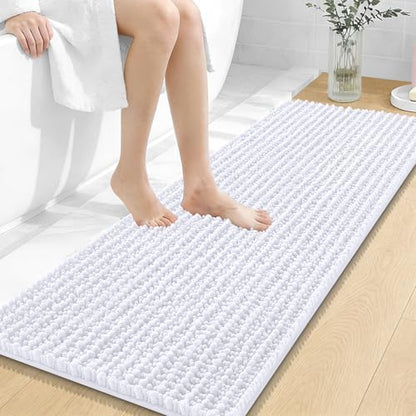 OLANLY Bathroom Runner Rugs 47x17, Thick Soft Absorbent Chenille Bath Rugs