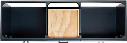 Bradford 66" Midnight Blue Double Bathroom Vanity, 1.5" Pure White Quartz Countertop, Double Rectangular Undermount Sinks, Soft-Close Doors, Dovetail Drawers, Satin Brass