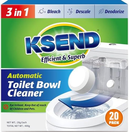 Ksend Toilet Bowl Cleaner Tablets 20 Pack, Auto Bleach, Powerful Cleaning