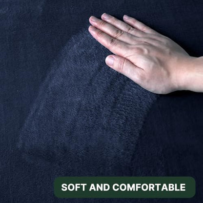H.VERSAILTEX Bath Mat Memory Foam Set Bathroom Rug Set Flannel Velvety Extra Soft and Absorbent Non Slip Rugs for Bathroom/Bedroom Washable(47"x 17" + 17"x 24" + 20"x 24"U-Shaped, Navy)