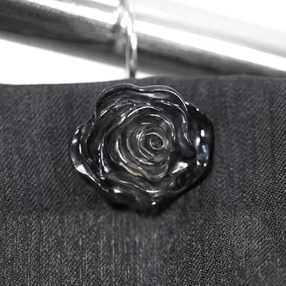 Grey Rose Shower Curtain Hooks: Cute Flower Bathroom Curtain Rings, 12Pcs