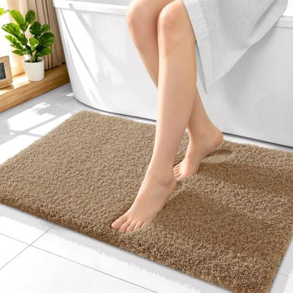 OLANLY Microfiber Bathroom Rugs 36x24, Ultra Soft Bath Mat, Dark Beige