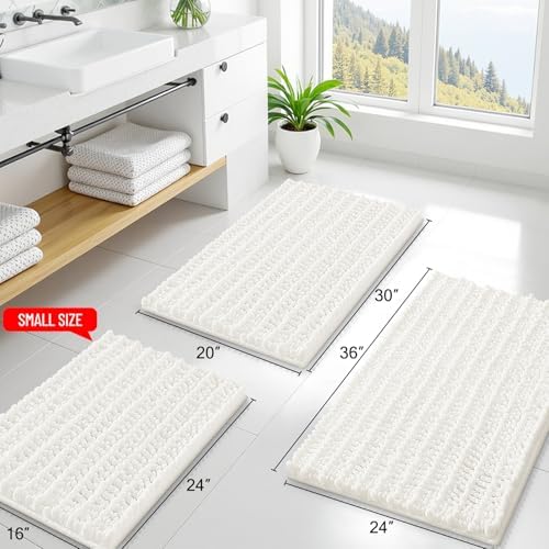 Smiry Bathroom Rugs 24X16, Extra Soft Rubber Backing Chenille Bath Mats