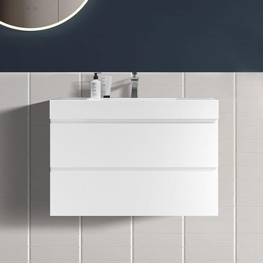 36" Floating Bathroom Vanity with Sink, Modern Bathroom Cabinet with Top and Soft Close Drawers, Spacious Storage for Small Space, White - Lavanda Collection