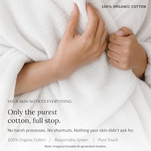 California Design Den 100% Organic Cotton 6 Pc Bath Towel Set, Bright White