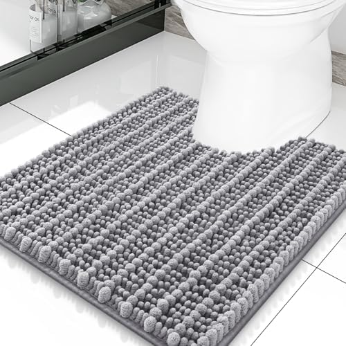 Smiry Bathroom Toilet Rugs U Shaped 20X20, Chenille Bath mats for Toilet