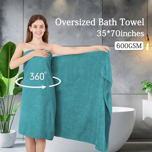 Hailea Extra Large Bath Towels Set 35x70 Inches - Aqua Luxury 600 GSM Oversized Bath Sheet Towel,Ultra Soft Microfiber - Quick Dry,Highly Absorbent Shower Towels Spa Hotel Bathroom Towel Set (4-Pack)