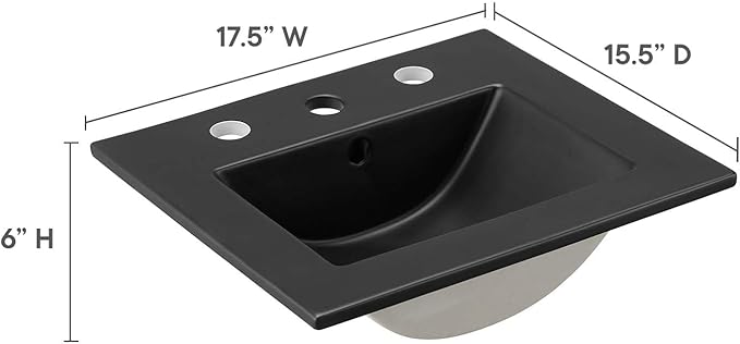 Modway EEI-5068-BLK Cayman 18" Bathroom Sink, Black