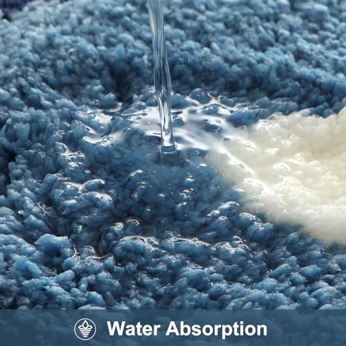 HAOCOO Blue Bathroom Rug, 20x31 inch, Extra Soft Non Slip Microfiber Absorbent Washable Shower Rug Doormat Carpet for Floor Tub Shower