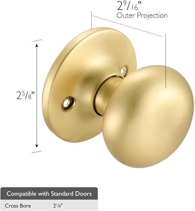Design House 726950 Cambridge Dummy Door Knob Satin Gold