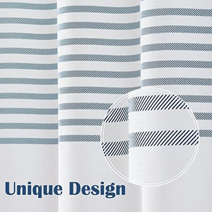 jinchan Blue and White Striped Shower Curtain Modern Zig Zag Waterproof Fabric Shower Curtains for Bathroom with 12 Hooks Machine Washable 70x72 inches