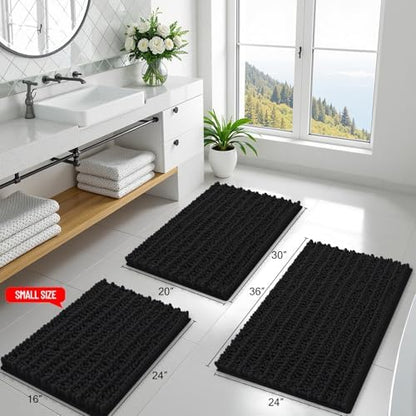 Smiry Bathroom Rugs 47X24, Extra Soft Rubber Backing Chenille Bath Mats