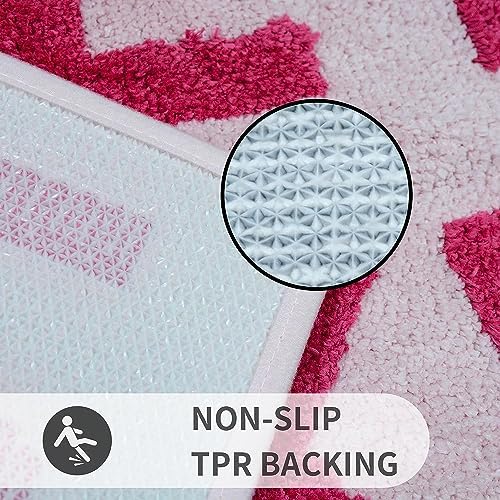 Pink Get Naked Bath Mat, Long Runner Mat for Bathroom, Cute Fun Simple Bath Rug, Water Absorbent Non-Slip Microfiber Mat, 18"x47"