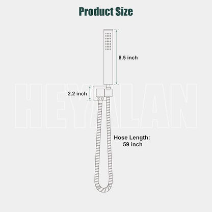Heyalan Hand-held Shower Head Set-SUS304 Handheld Shower,Matte Black | SUS304 stainless steel wand, curved-style design, single rain spray, 59-inch long hose and standard 1/2-inch connection