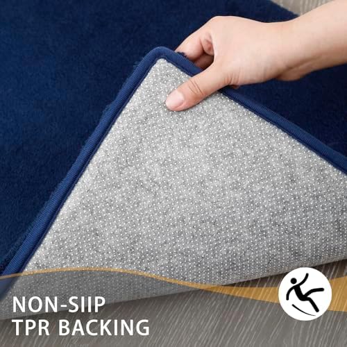 MINIDEAR Bathroom Rugs 24x17 Navy Blue - Thick Memory Foam Bath Mat, Ultra Soft & Plush Fluffy, Non-Slip, Quick Dry, Absorbent Washable Floor Microfiber Mat for Tub, Home Decor Accessories
