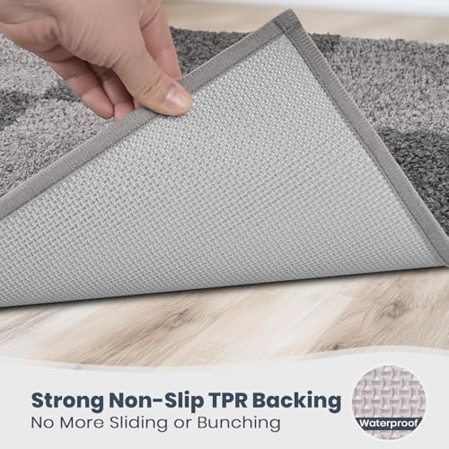 PURRUGS Bathroom Rug Non-Slip Machine Washable 30" x 46", Super Absorbent and Quick-Dry Bath Mat, Extra Soft and Plush Bath Rug for Shower, Bathtub and Sink, Grey & Dark Grey