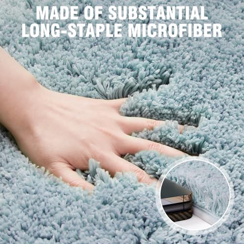 TECHMILLY Super Soft Shaggy Bathroom Rugs, Absorbent Thick Non Slip Microfiber Bath Rugs, Quick Dry Machine Washable Bath Mat for Bathroom Floor, Bathtub and Shower 20"x32"