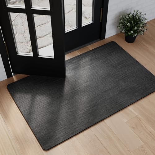 Mecko Bath Mat Ultra Thin Black, 17"x27.5"
