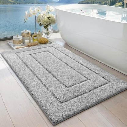 DEXI Bathroom Rugs 43x24, Non-Slip and Absorbent Bath Mat, Light Grey