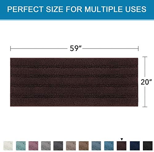 H.VERSAILTEX Bathroom Rugs Bath Mat Runner Rug Non Slip Kitchen Rug Extra Long Bath Rug Runners Oversized 59" x 20" Absorbent Washable Dry Fast Plush Area Rug for Bathroom/Bedroom - Chocolate