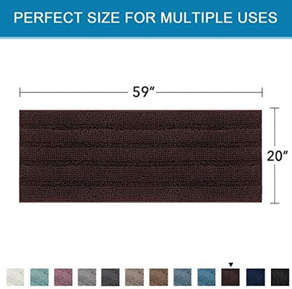 H.VERSAILTEX Bathroom Rugs Bath Mat Runner Rug Non Slip Kitchen Rug Extra Long Bath Rug Runners Oversized 59" x 20" Absorbent Washable Dry Fast Plush Area Rug for Bathroom/Bedroom - Chocolate