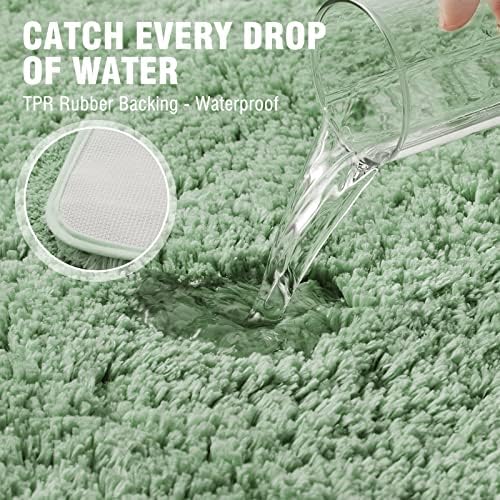 TECHMILLY Super Soft Shaggy Bathroom Rugs Sets 2 Piece, Absorbent Thick Non Slip Microfiber Bath Rugs, Quick Dry Machine Washable Bath Mat for Bathroom Floor, Bathtub and Shower