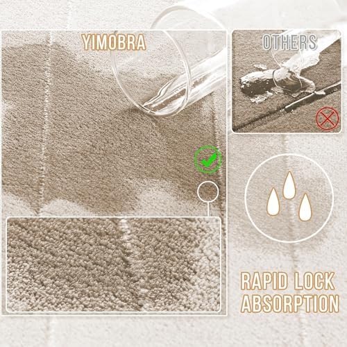Yimobra Memory Foam Bathroom Mat Set, 31.5 x 20 & 24 x 20 in, Beige
