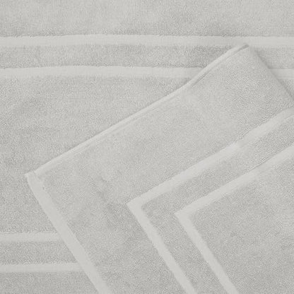 Feather & Stitch 2 Piece Towel Like Bath Mats (30x21 Inch) 100% Cotton Terry Bath Mats, Bathroom Shower Floor Mats [NOT A Bathroom Rug], Soft Absorbent Washable Mats - Sliver