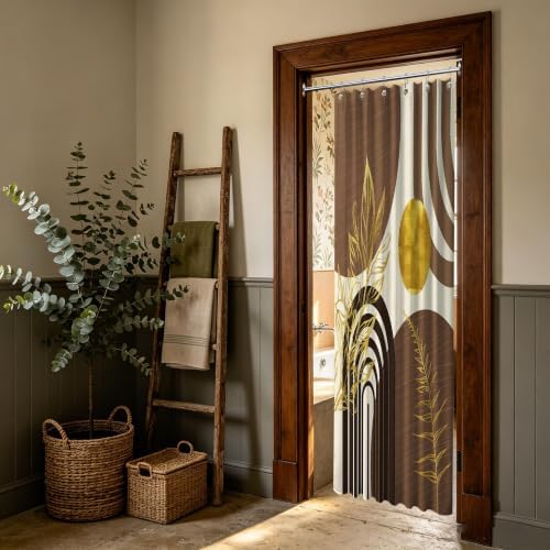 Brown and Gold Stall Shower Curtain, 36X72 in Narrow Small, Mid Century