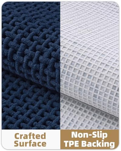 Color&Geometry 24"x36" Chenille Pile Bathroom Rugs Upgraded Denser,Blue