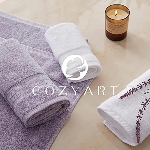 COZYART Luxury Hand Towels 4 PCS, Lavender 100% Turkish Cotton 650 GSM