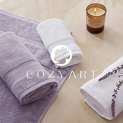 COZYART Luxury Hand Towels 4 PCS, Lavender 100% Turkish Cotton 650 GSM
