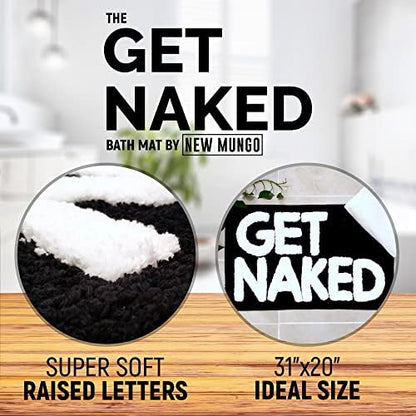 Get Naked Bath Mat Black - Cute Black and White Bathroom Rugs, 31" x 20"