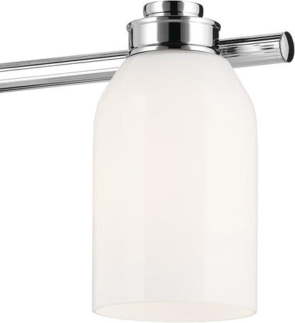 Kichler Shae 24.25" 3-Light Vanity Light with White Opal Glass in Chrome, for Bathroom Vanity, Powder Room, Over a Mirror, (24.25" W x 9" H), 55202CH