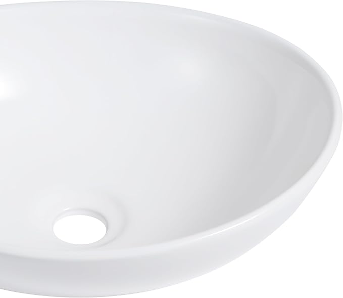 JONATHAN Y Quarry 15.5" Round Ceramic Bathroom Bowl Vessel Sink, White | Glossy Finish, Above Counter Installation, Non-Porous, Stain And Scratch Resistant, 1.75" Drain Hole
