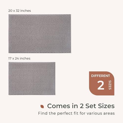 FRESHMINT Chenille Bath Rugs Set 2 Pieces, Gray, 17''x24''+20''x32''