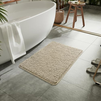 LOCHAS Luxury Bathroom Rug Shaggy Bath Mat 24 x 36 Inch, Beige
